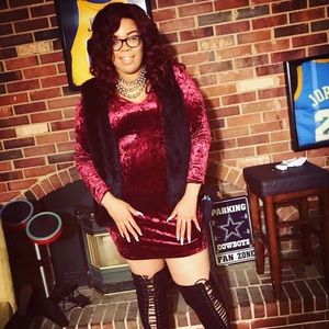 CRUSHED RED VELVET Dress SZ: 1X!!!